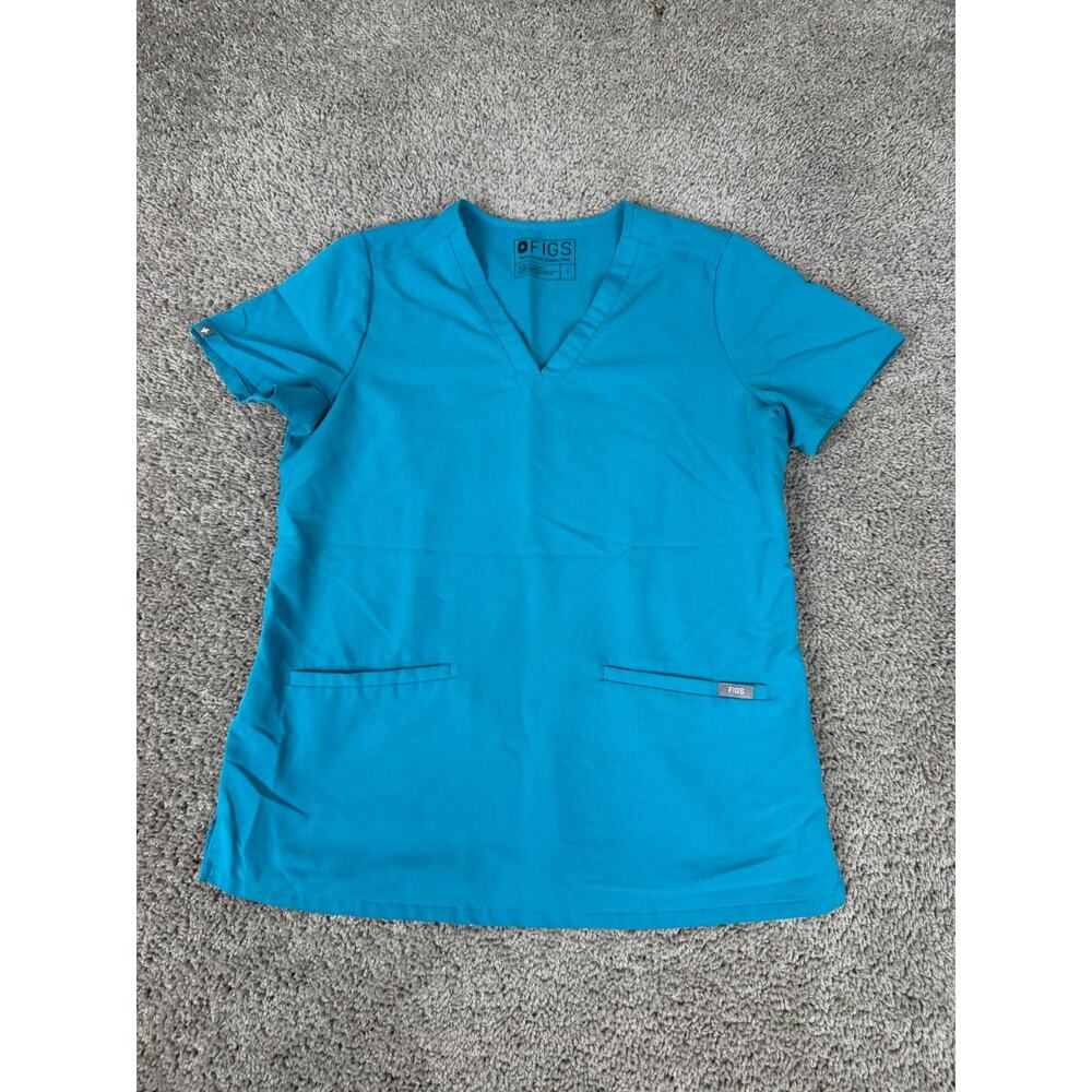 Figs Casma Three-Pocket Scrub Top Womens Small Blue Nursing Medical FW1100